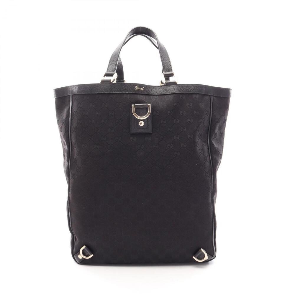 Gucci Abbey GG Canvas Tote Bag Leather Black